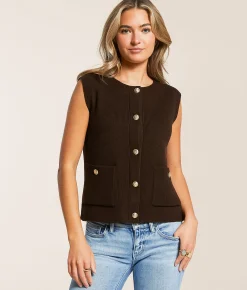 Blu Pepper Knit Sweater Vest Brown Outlet