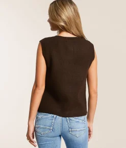 Blu Pepper Knit Sweater Vest Brown Outlet
