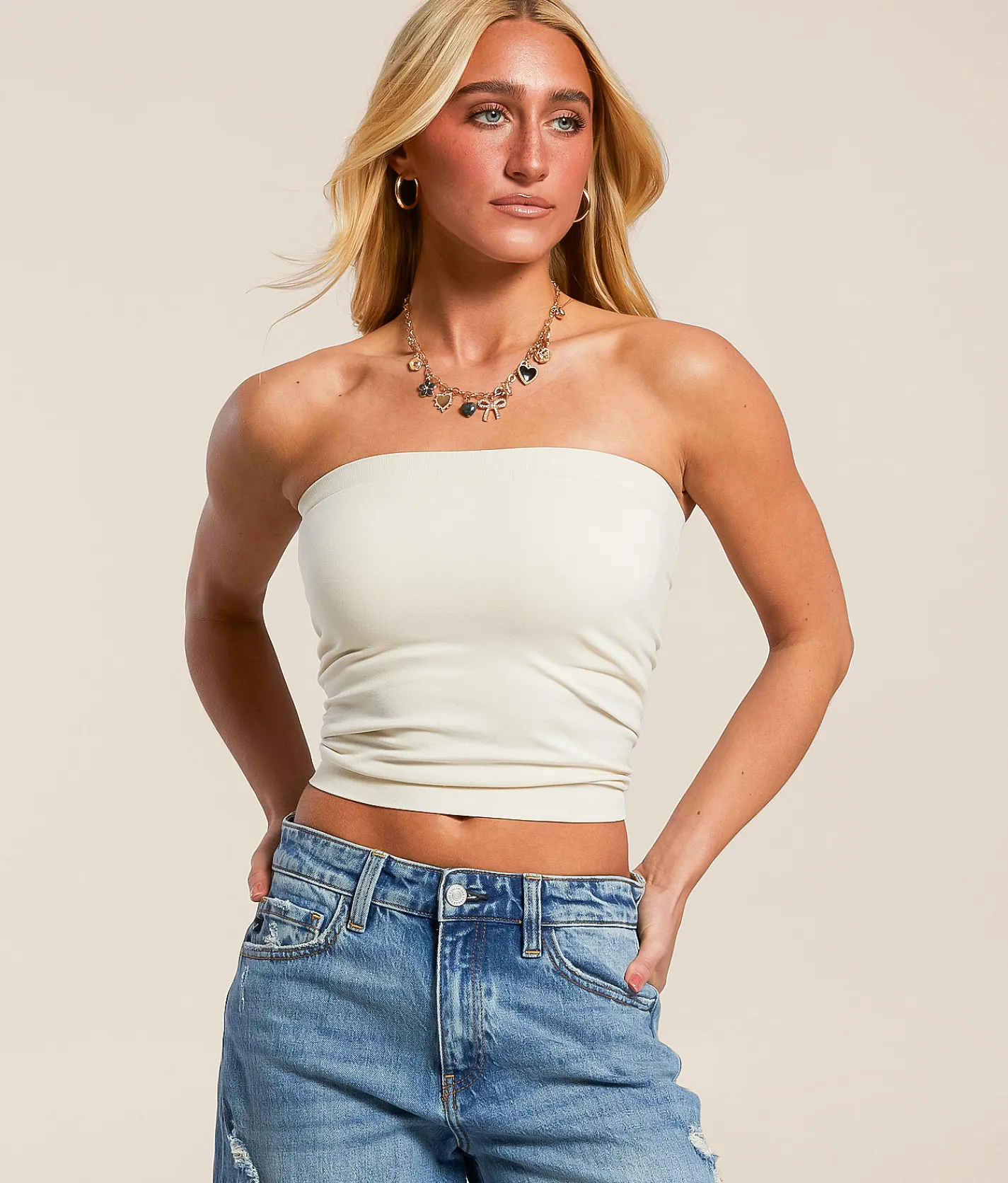 Tops | Freshwear Knit Tube Top Brown