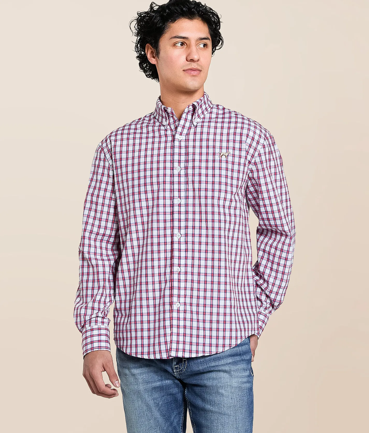 Tops | Fieldstone Knox Plaid Shirt Red Navy White