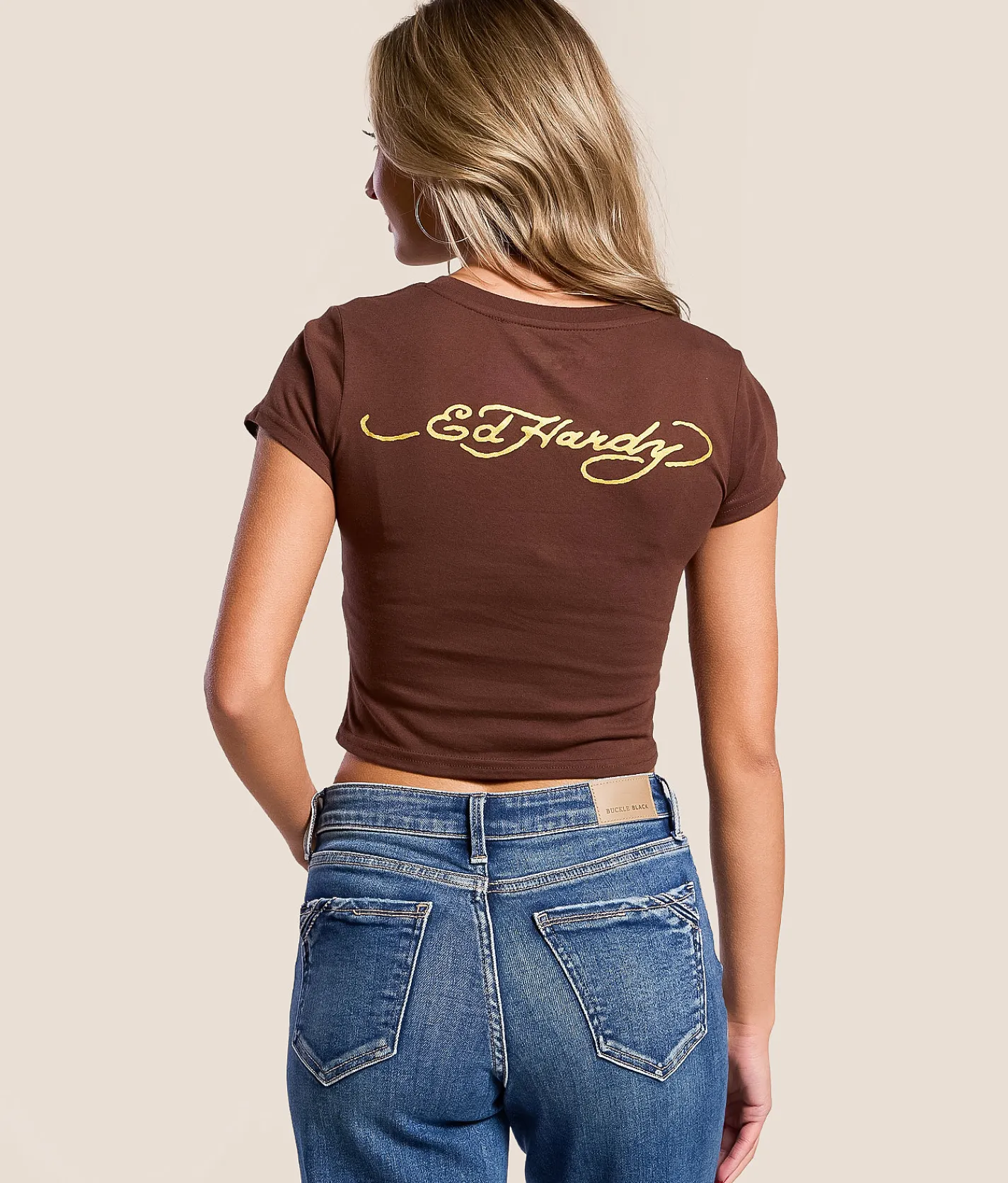 Tops | Ed Hardy Koi Fish Cropped Baby T-Shirt Cocoa