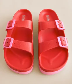Mia Kota Two Tone Sandal Red Blush New