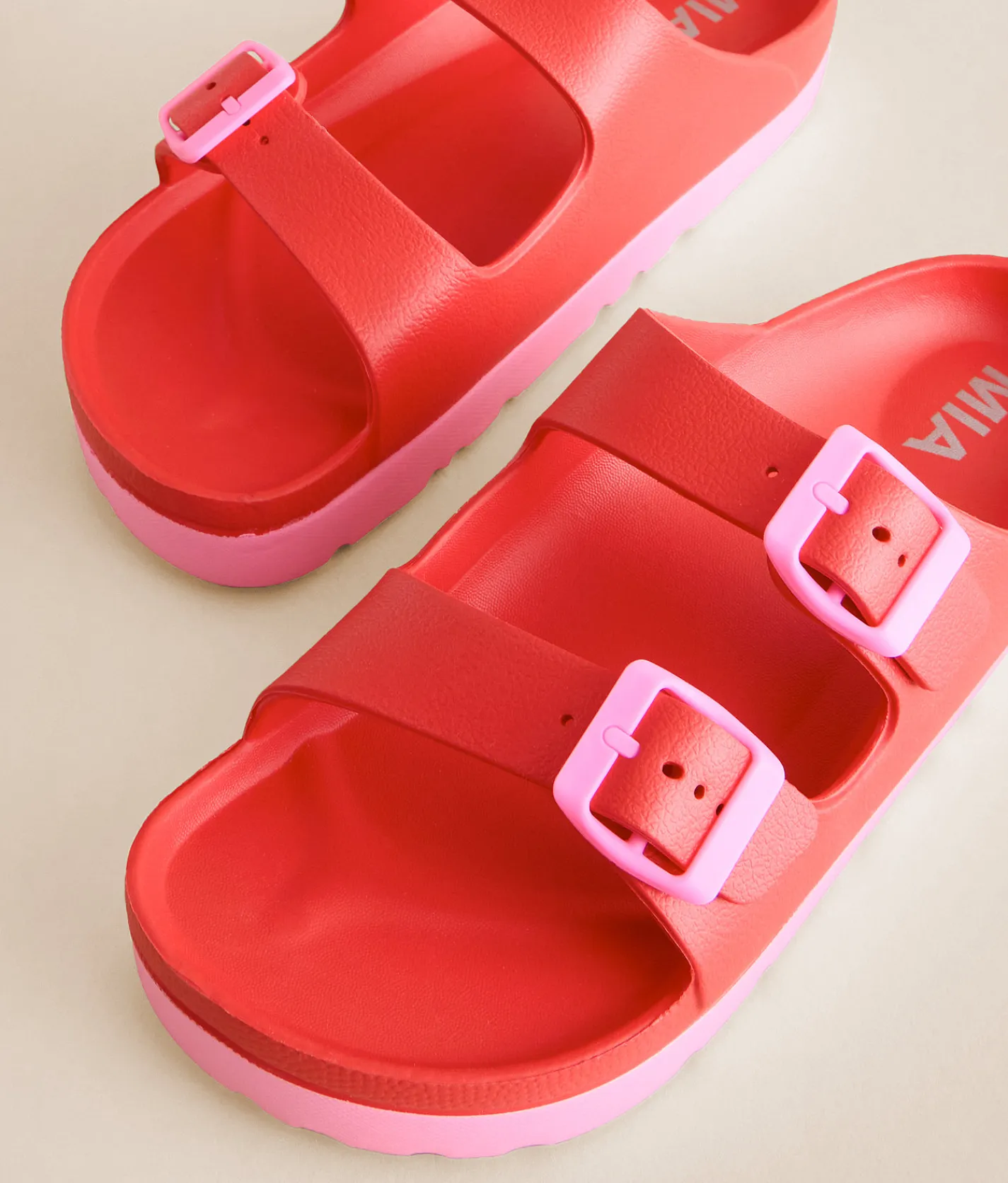Mia Kota Two Tone Sandal Red Blush New