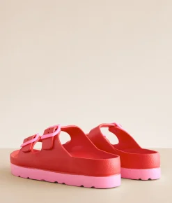 Mia Kota Two Tone Sandal Red Blush New