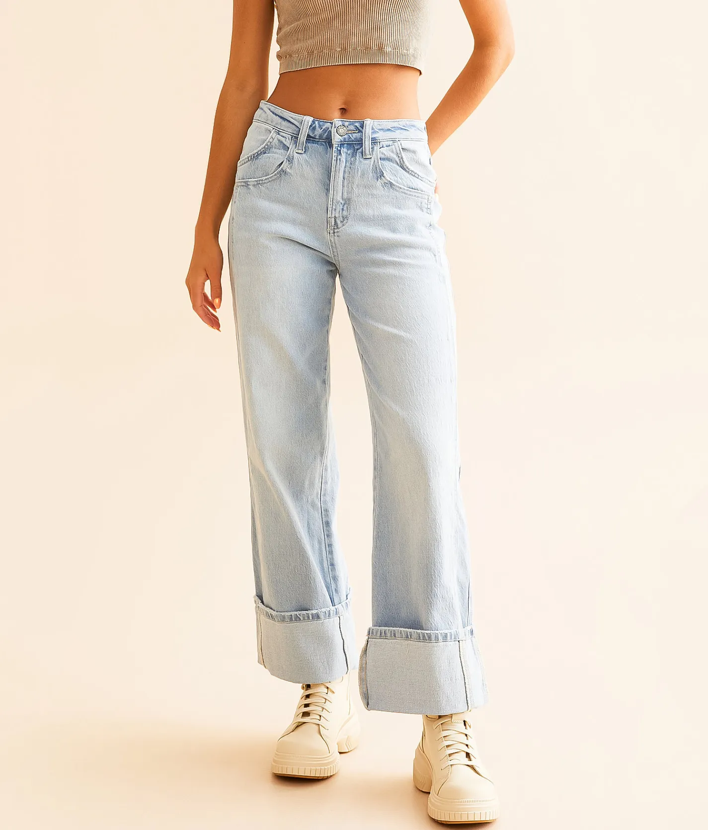 Jeans | VERVET by Flying Monkey Kris Baggy Cropped Wide Leg Jean Streamlined