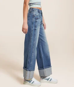 VERVET by Flying Monkey Kris Baggy Wide Leg Cropped Jean Dark Denim Outlet