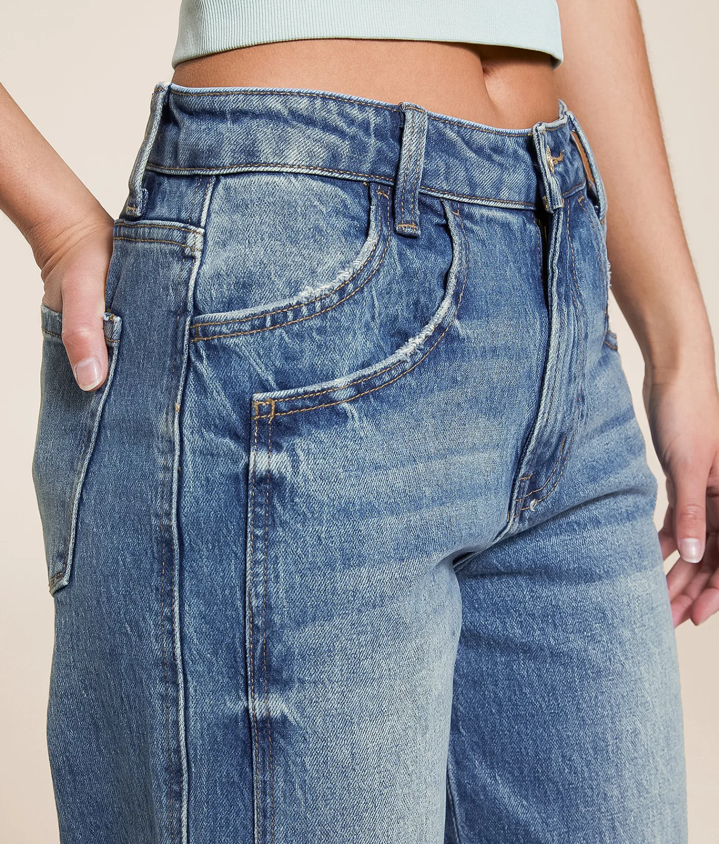VERVET by Flying Monkey Kris Baggy Wide Leg Cropped Jean Dark Denim Outlet