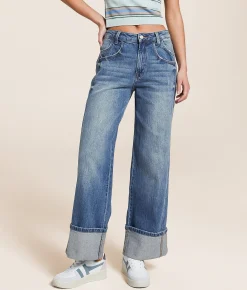 VERVET by Flying Monkey Kris Baggy Wide Leg Cropped Jean Dark Denim Outlet