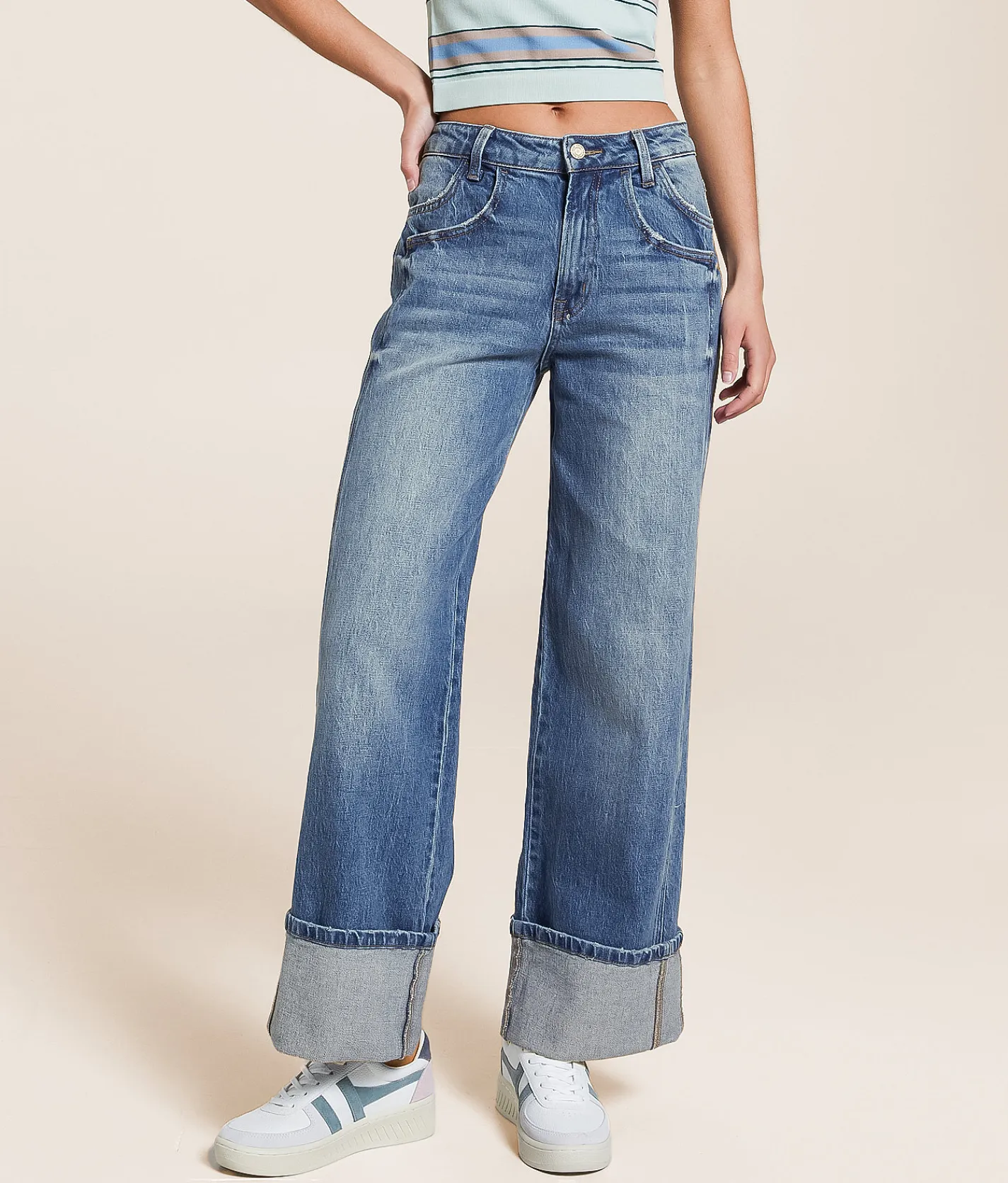 VERVET by Flying Monkey Kris Baggy Wide Leg Cropped Jean Dark Denim Outlet