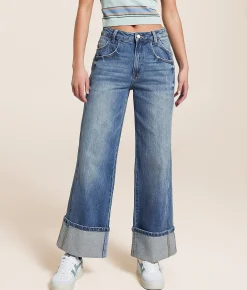 VERVET by Flying Monkey Kris Baggy Wide Leg Cropped Jean Dark Denim Outlet