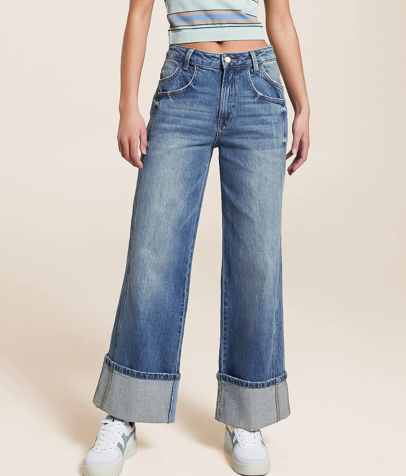 VERVET by Flying Monkey Kris Baggy Wide Leg Cropped Jean Dark Denim Outlet
