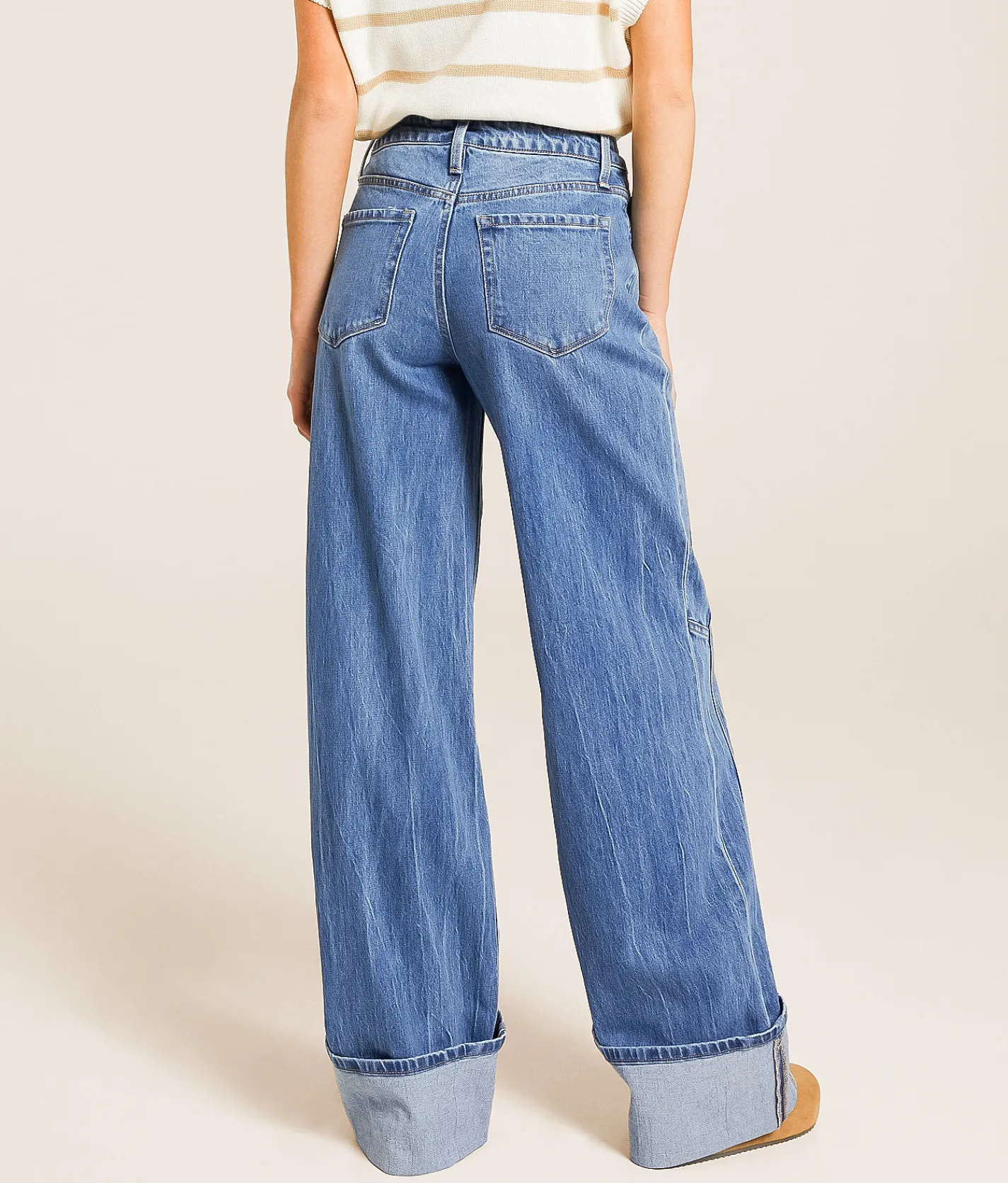 VERVET by Flying Monkey Kris Baggy Wide Leg Cuffed Jean Vibrance Best
