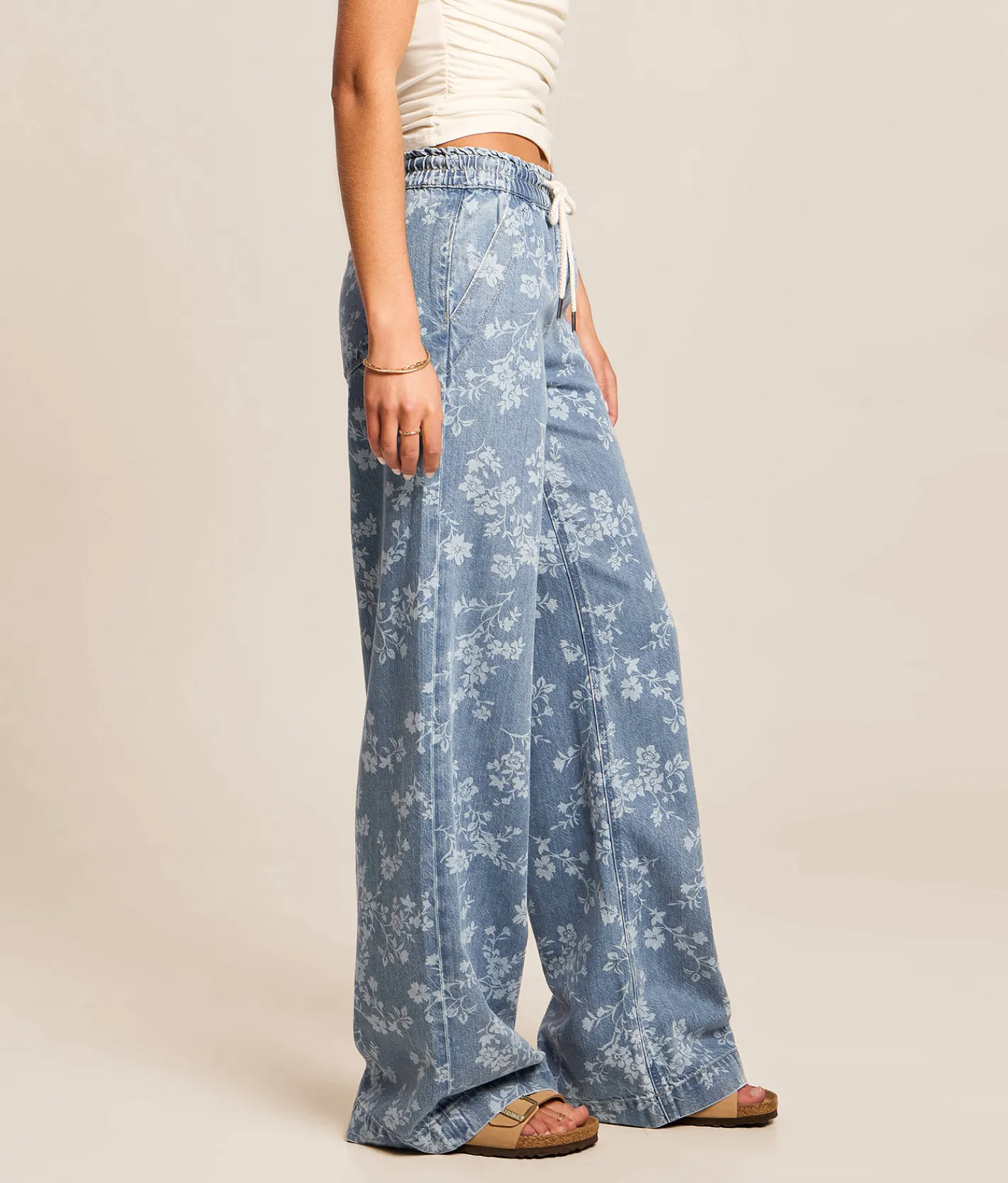 Jeans|Bottoms | VERVET by Flying Monkey Kris Baggy Wide Leg Floral Jean Vintage Floral