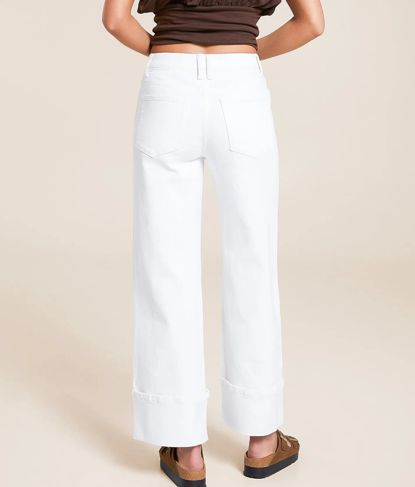 Jeans|Bottoms | VERVET by Flying Monkey Kris Baggy Wide Leg Stretch Jean Optic White
