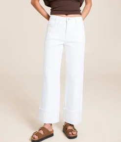 Jeans|Bottoms | VERVET by Flying Monkey Kris Baggy Wide Leg Stretch Jean Optic White