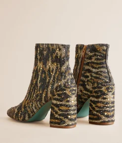 Betsey Johnson Kris Glitz Ankle Boot Leopard Clearance