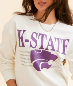 Tops | Gameday SOCIAL® K-State Guccio Oversized Pullover White