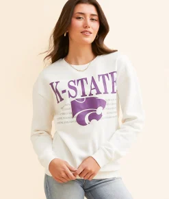 Tops | Gameday SOCIAL® K-State Guccio Oversized Pullover White