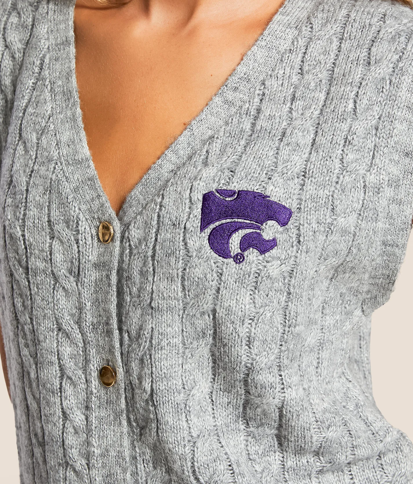 Gameday SOCIAL® K-State Sweater Vest Grey Outlet