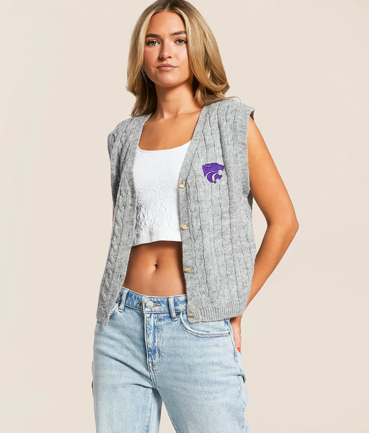 Gameday SOCIAL® K-State Sweater Vest Grey Outlet