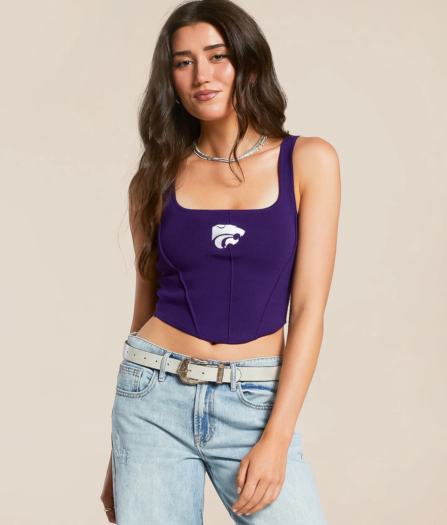 Tops | HYPE AND VICE K-State Wildcats Corset Cropped Tank Top Purple