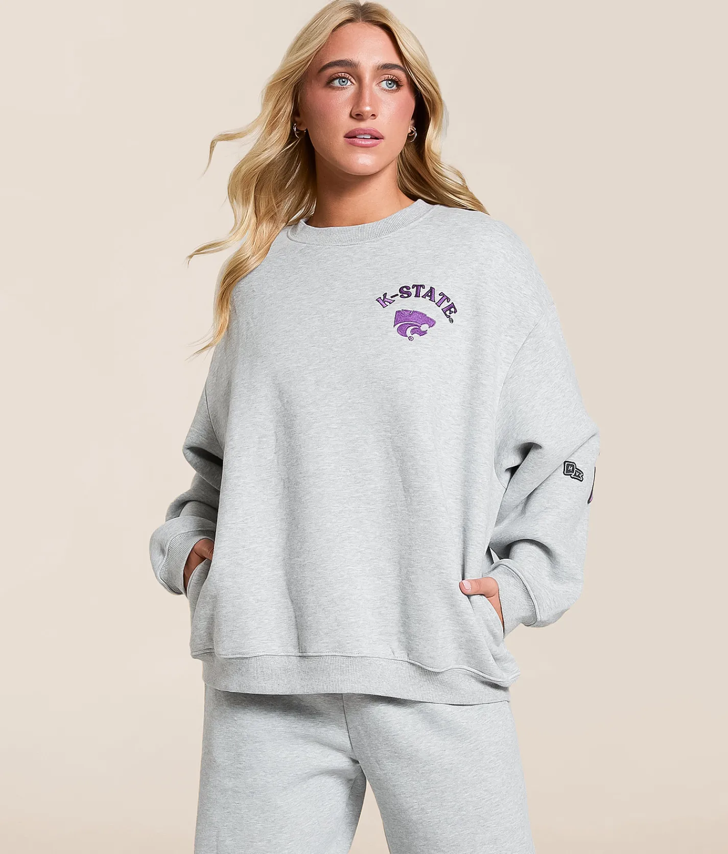 HYPE AND VICE K-State Wildcats Oversized Pullover Heather Grey Best