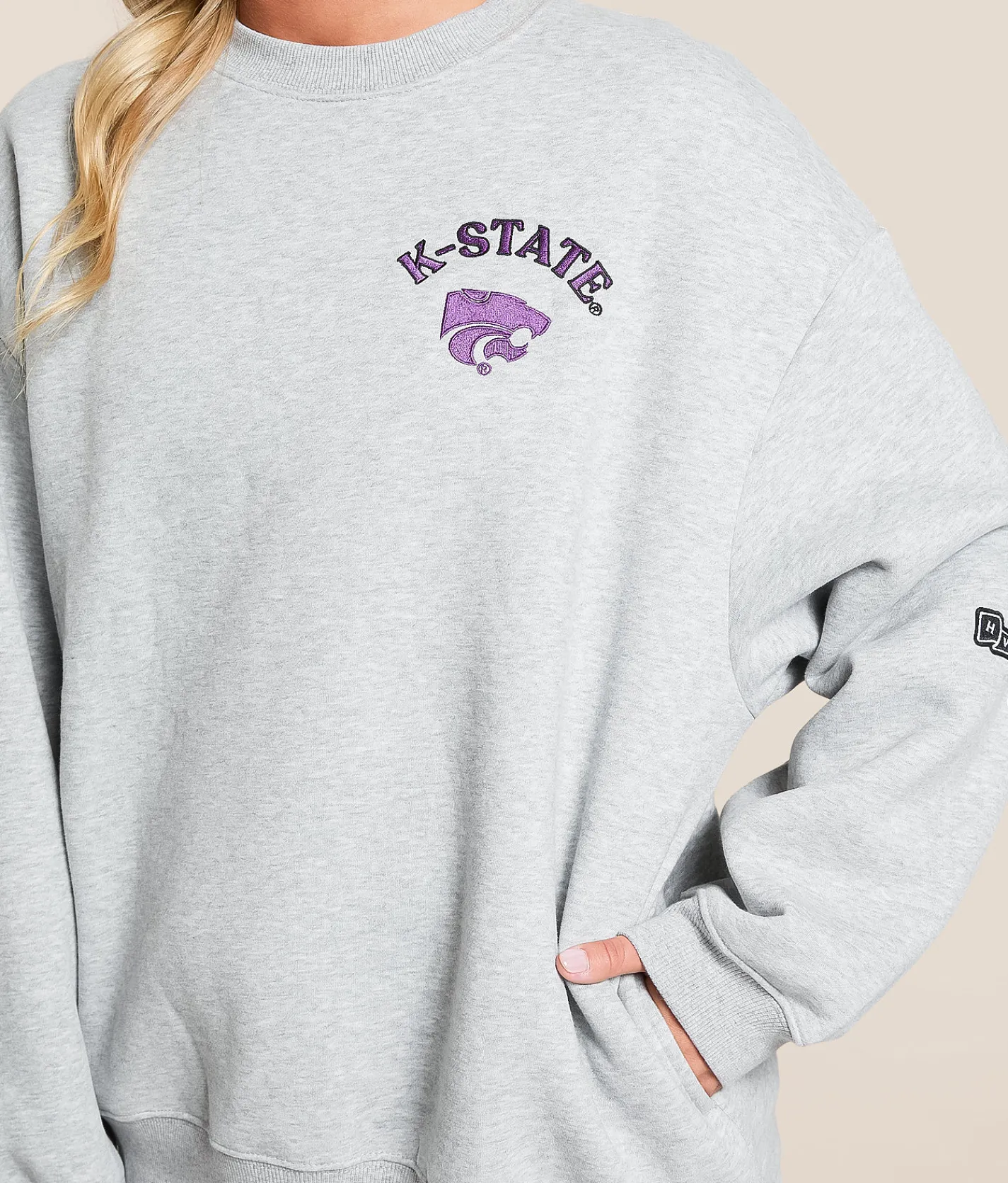 HYPE AND VICE K-State Wildcats Oversized Pullover Heather Grey Best