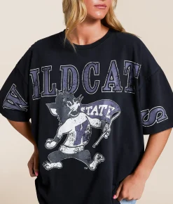 Tops | Gameday SOCIAL® K-State Wildcats Oversized T-Shirt Black