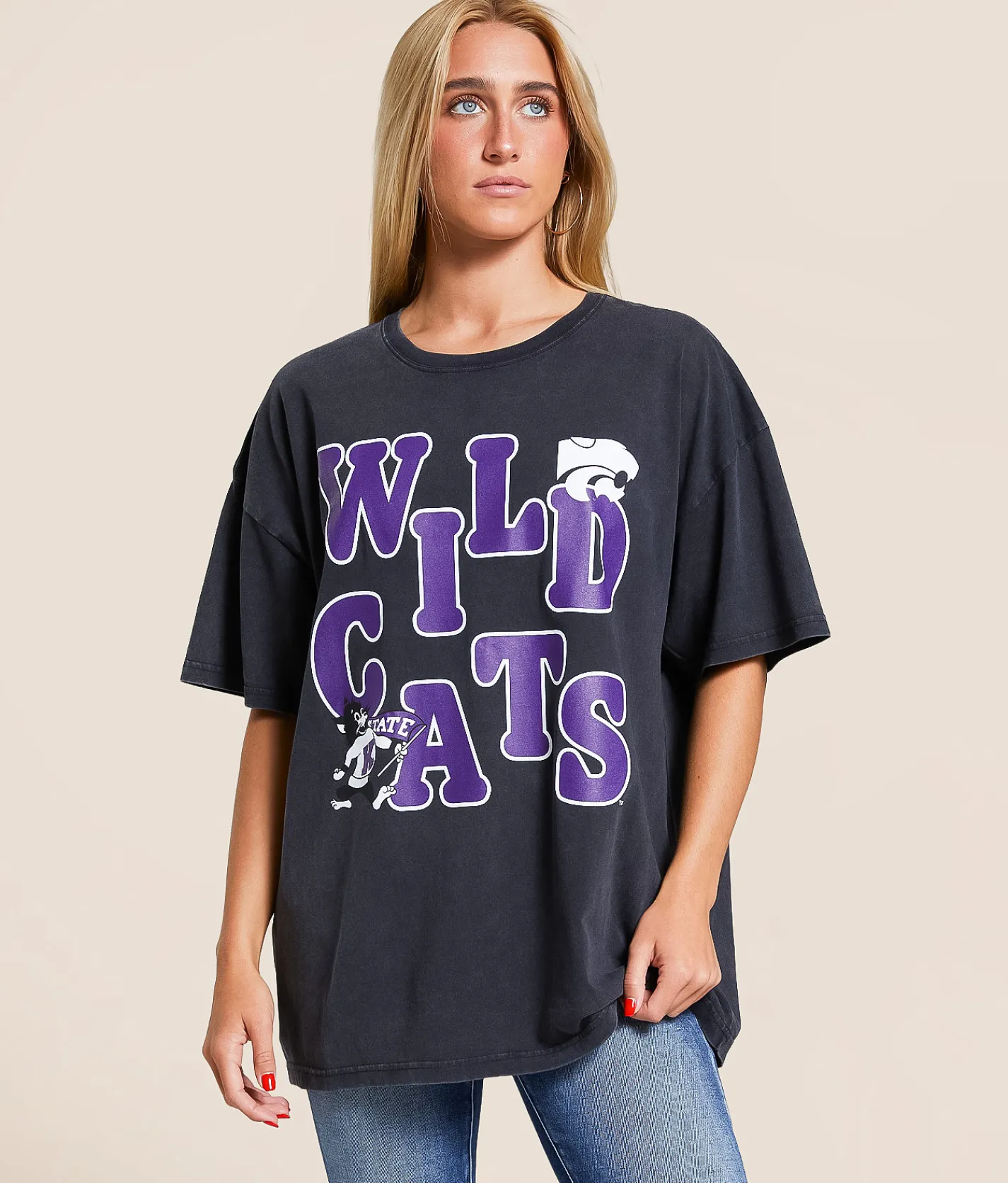 Gameday SOCIAL® K-State Wildcats Oversized T-Shirt Black Online