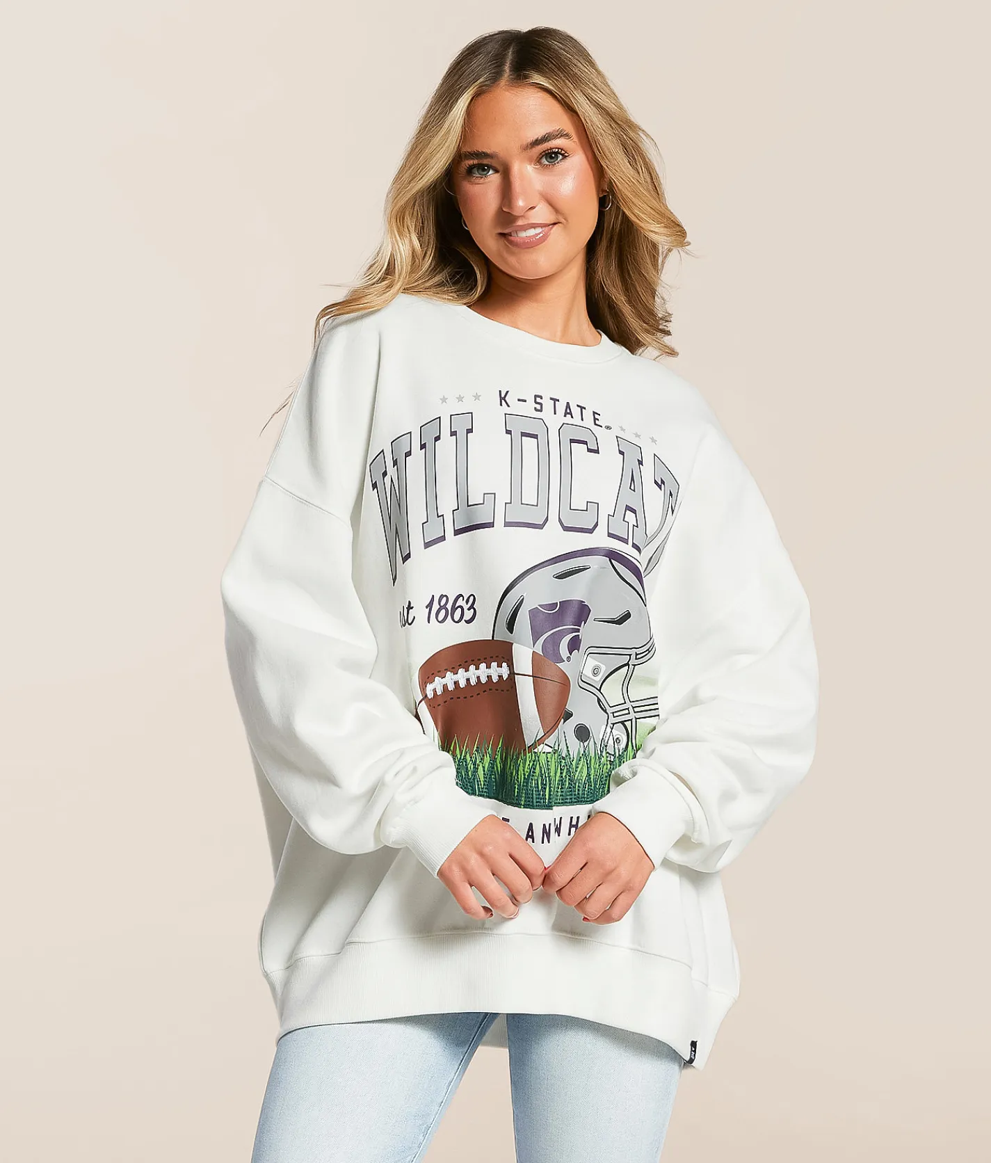 Gameday SOCIAL® K-State Wildcats Pullover White Discount