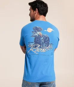 Roost Waterfowl Lab Holding T-Shirt Royal Caribe Best