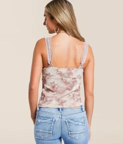 Charmed Hearts Lace Butterfly Tank Top Taupe Sale