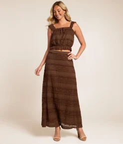 Tops | Willow & Root Lace Cropped Tank Top Taupe