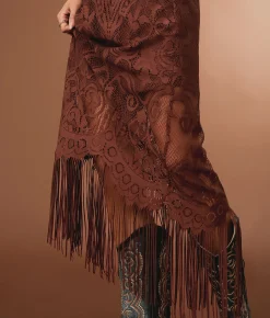 Bottoms | Sterling & Stitch Lace Fringe Midi Skirt Friar Brown