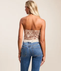 Tops | Willow & Root Lace Hanky Tube Top Brown