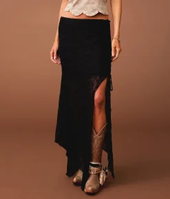 Bottoms | Sterling & Stitch Lace Midi Skirt Black
