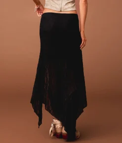 Bottoms | Sterling & Stitch Lace Midi Skirt Black