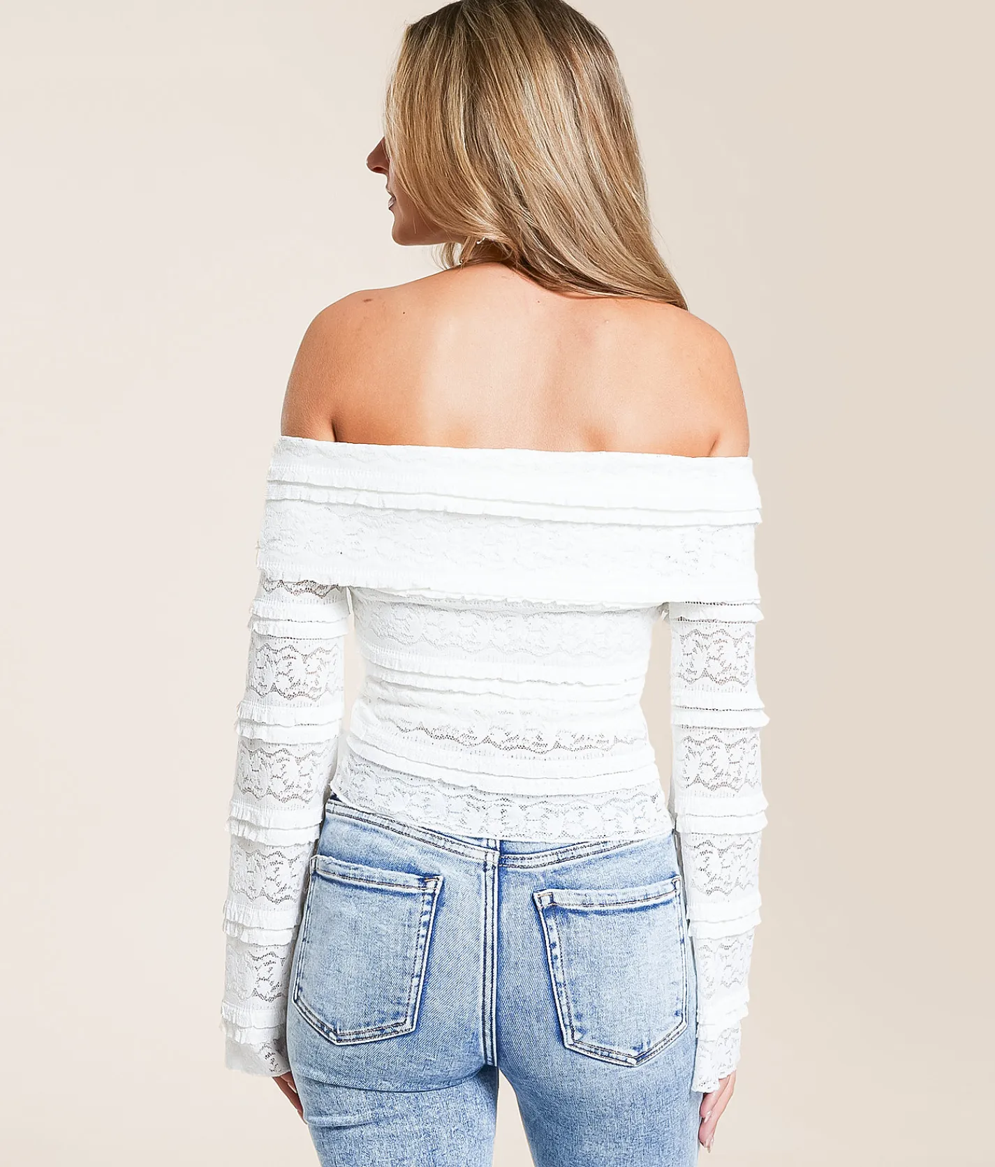 Willow & Root Lace Off The Shoulder Top White Clearance