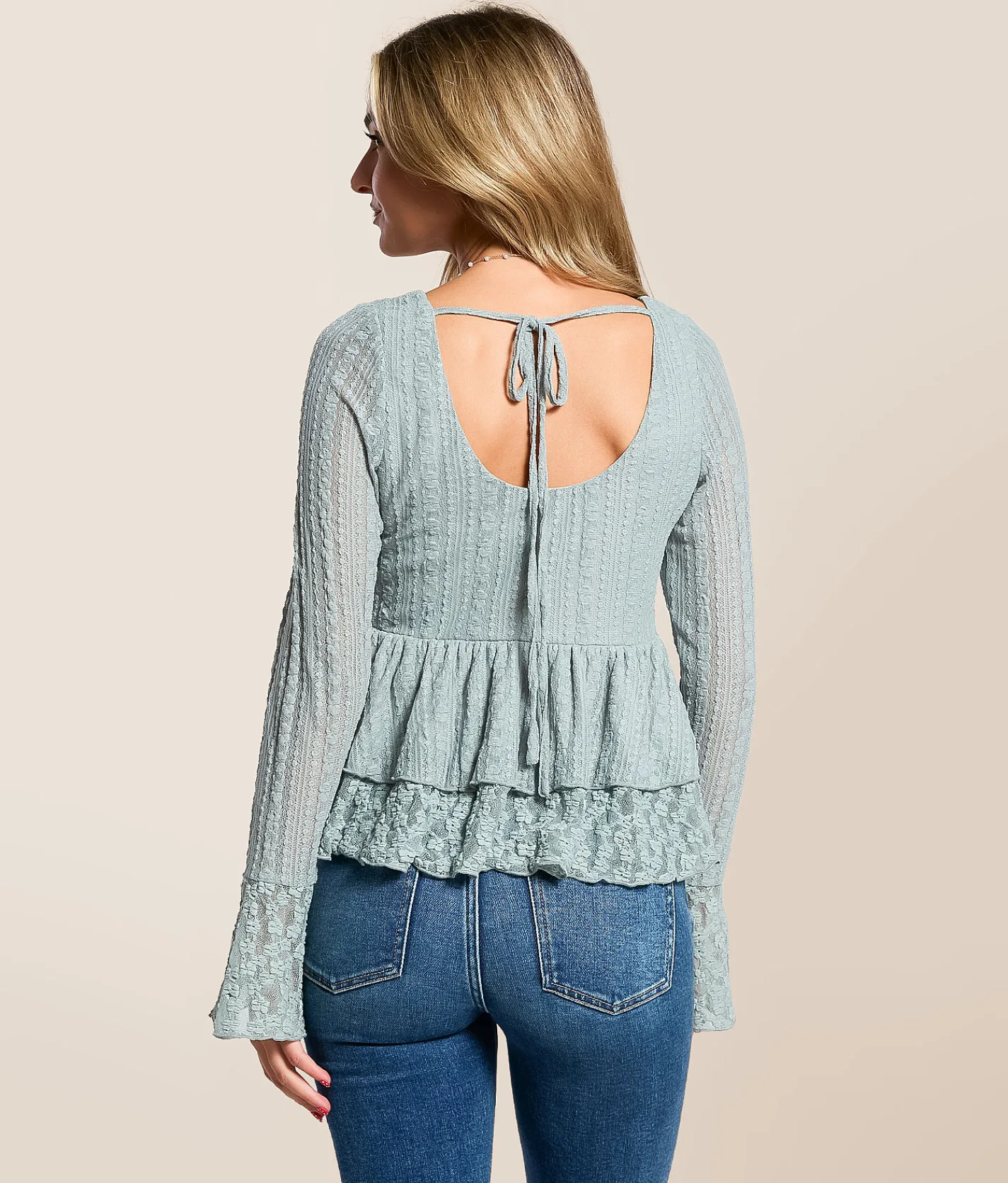 Tops | Willow & Root Lace Ruffle Top Slate