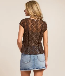 Tops | Willow & Root Lace Seamed Top Brown