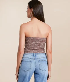 Tops | Willow & Root Lace Sweetheart Tube Top Brown
