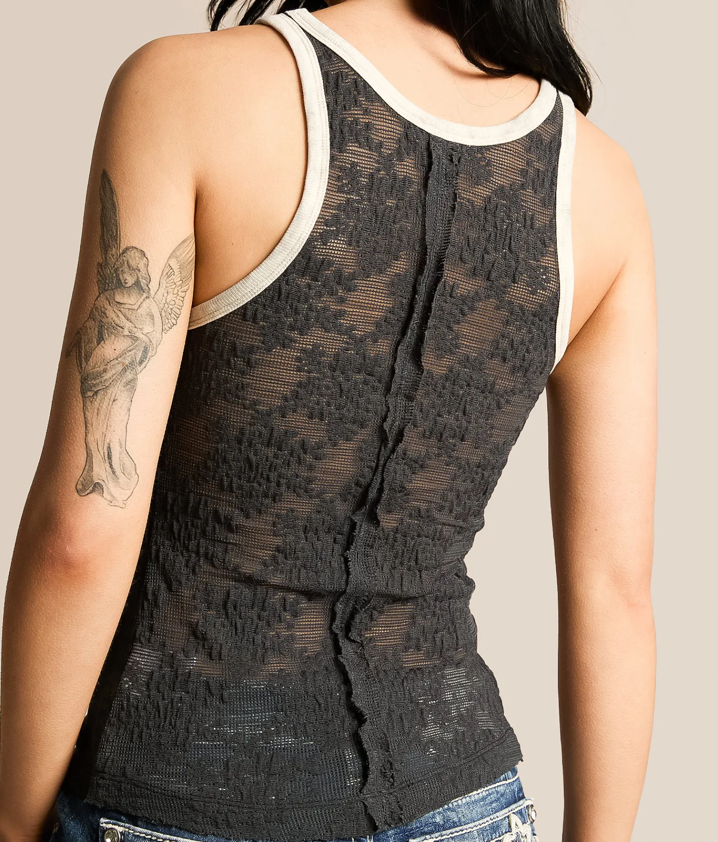 Tops | Miss Me Lace Tank Top Black