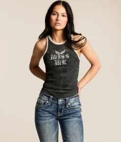 Tops | Miss Me Lace Tank Top Black