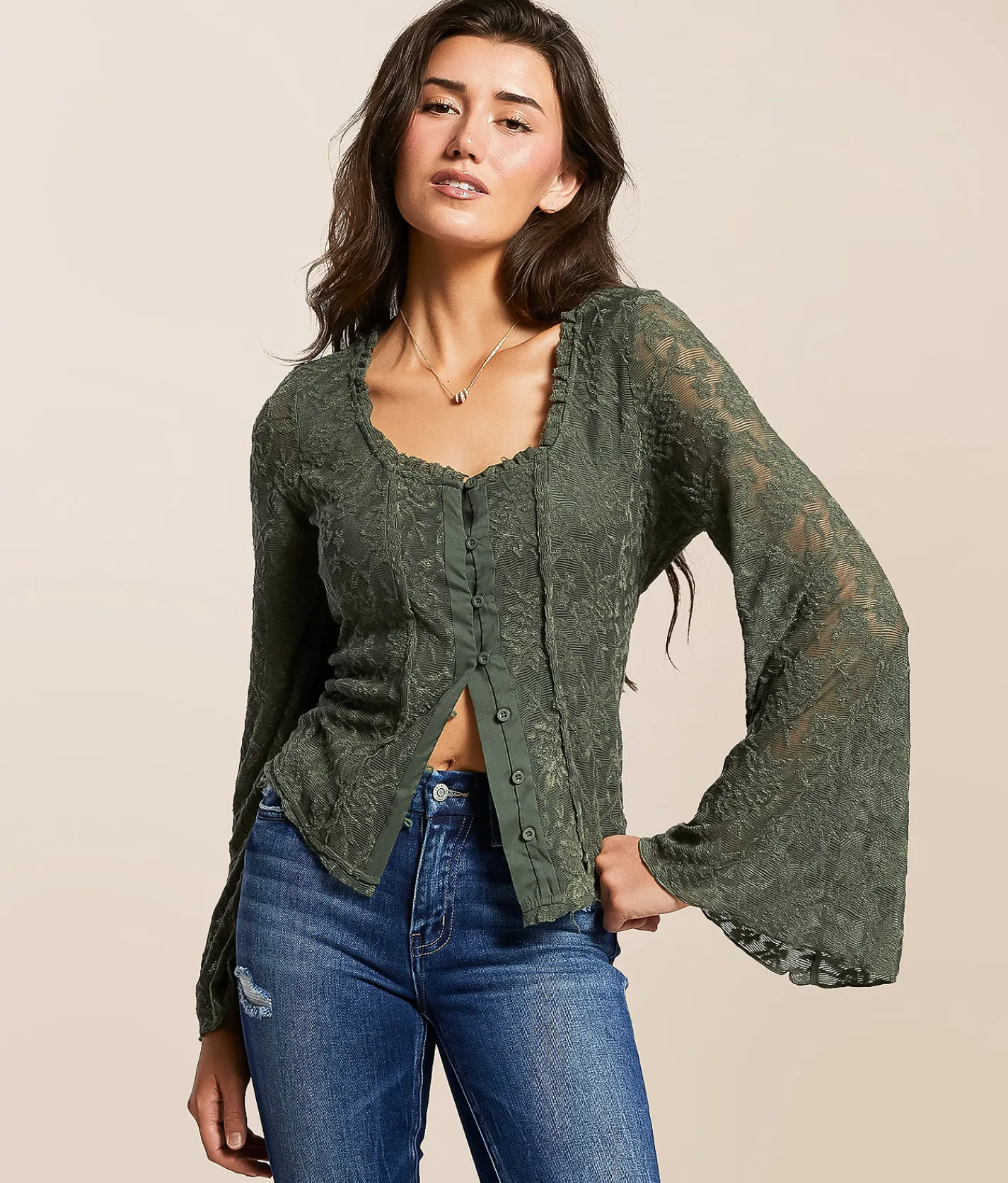 Willow & Root Lace Top Thyme New