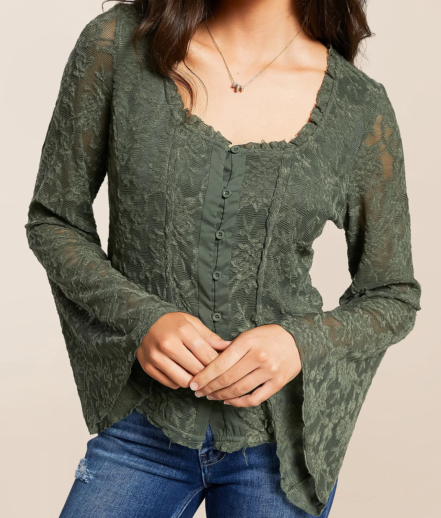 Willow & Root Lace Top Thyme New