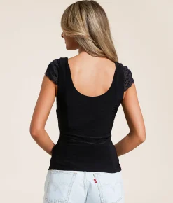 Tops | Willow & Root Lace Trim Tank Top Peppercorn