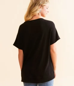 Tops | Daytrip Lace Trim Top Black