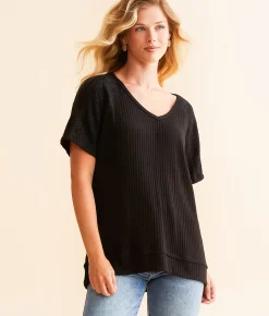Tops | Daytrip Lace Trim Top Black