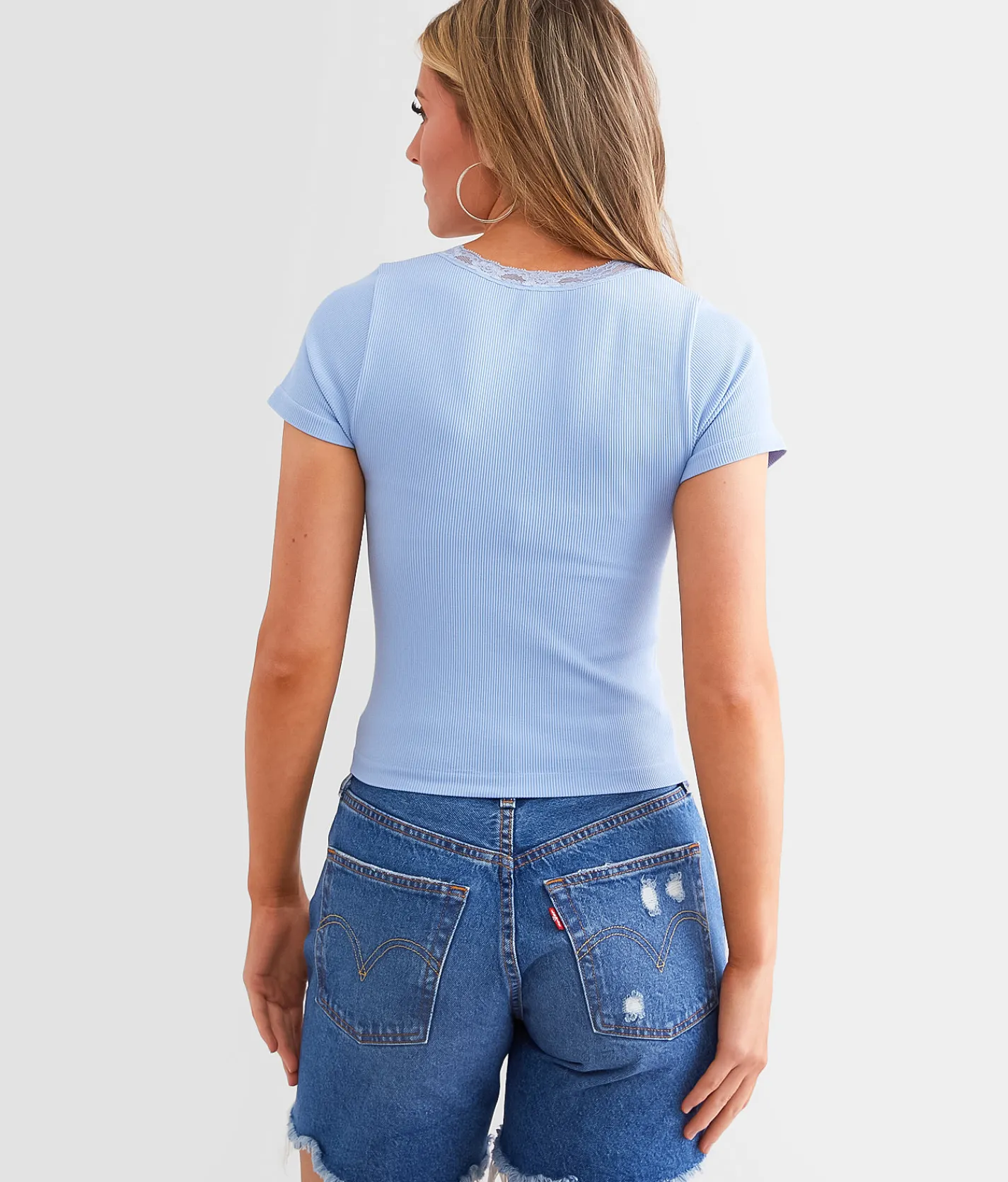 FITZ + EDDI Lace Trim Top Bel Air Blue Outlet