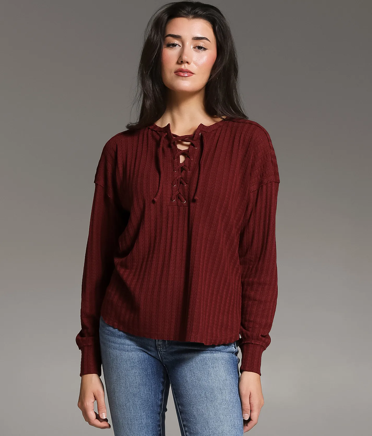 Tops | BKE Lace-Up Crochet Top Cream